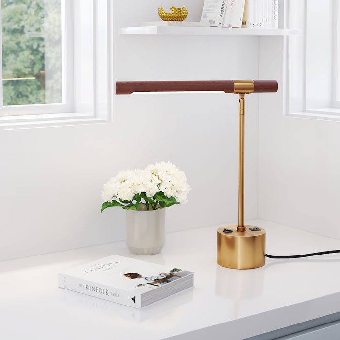 Zuo Modern Kippy Table Lamp, Brown/Brass