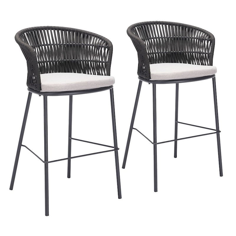 Zuo Modern Freycinet BarStool Set of 2, Black - 703989