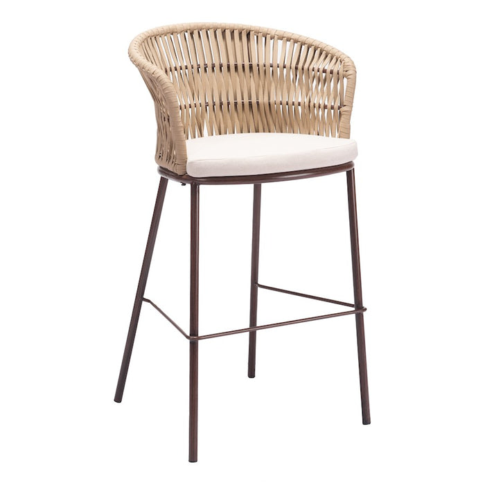 Zuo Modern Freycinet BarStool Set of 2, Natural