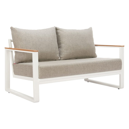 Zuo Modern Welt Outdoor Sofa, Taupe/White