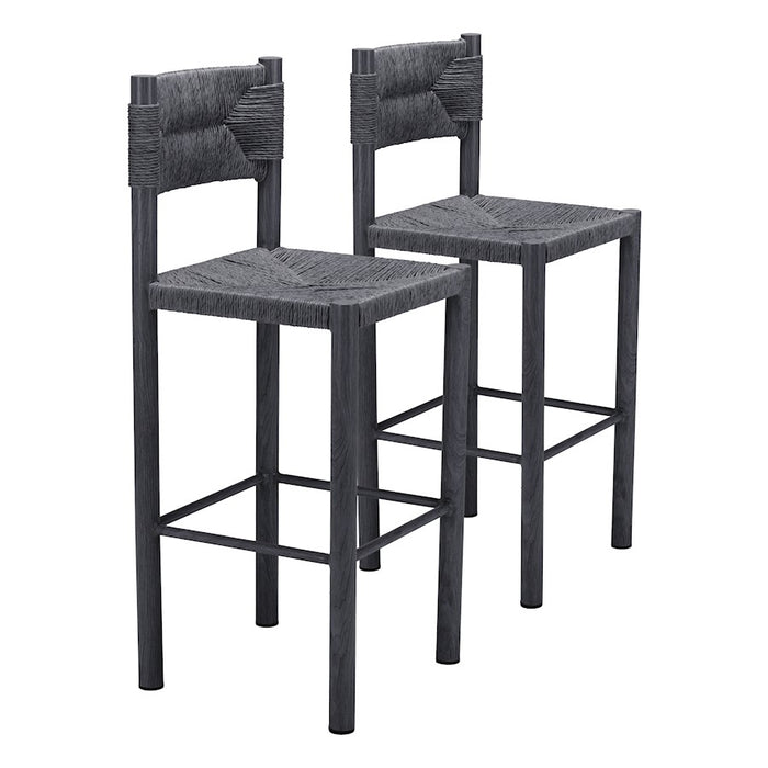 Zuo Modern Iska BarStool Set of 2, Black - 704157
