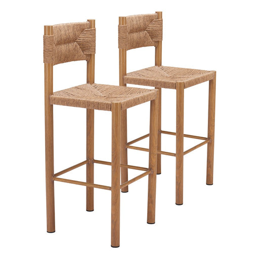 Zuo Modern Iska BarStool Set of 2, Natural - 704158