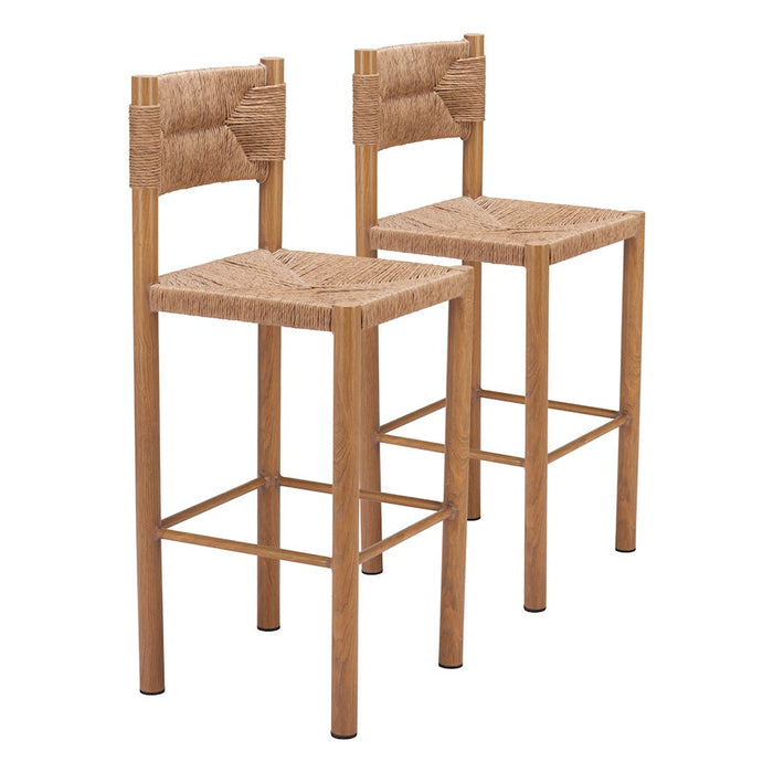 Zuo Modern Iska BarStool Set of 2, Natural - 704158