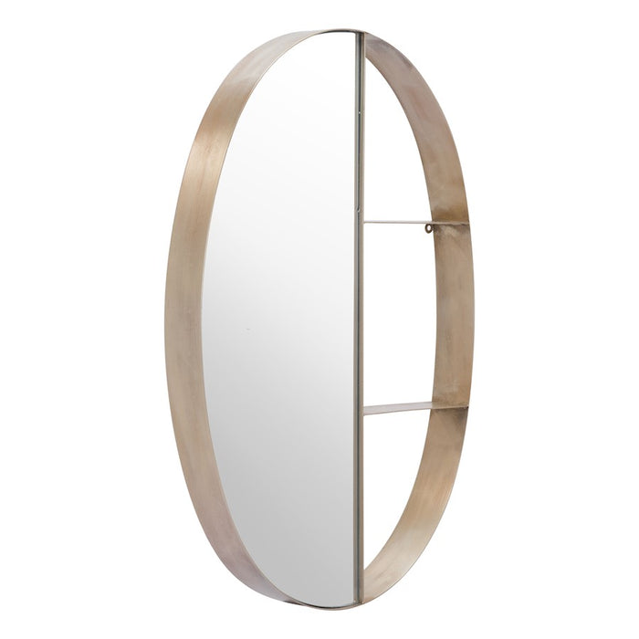 Zuo Modern Latitude Oval Shelf Mirror, Antique Bronze