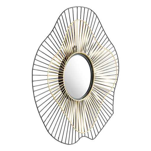 Zuo Modern Comet Round Mirror, Black/Gold
