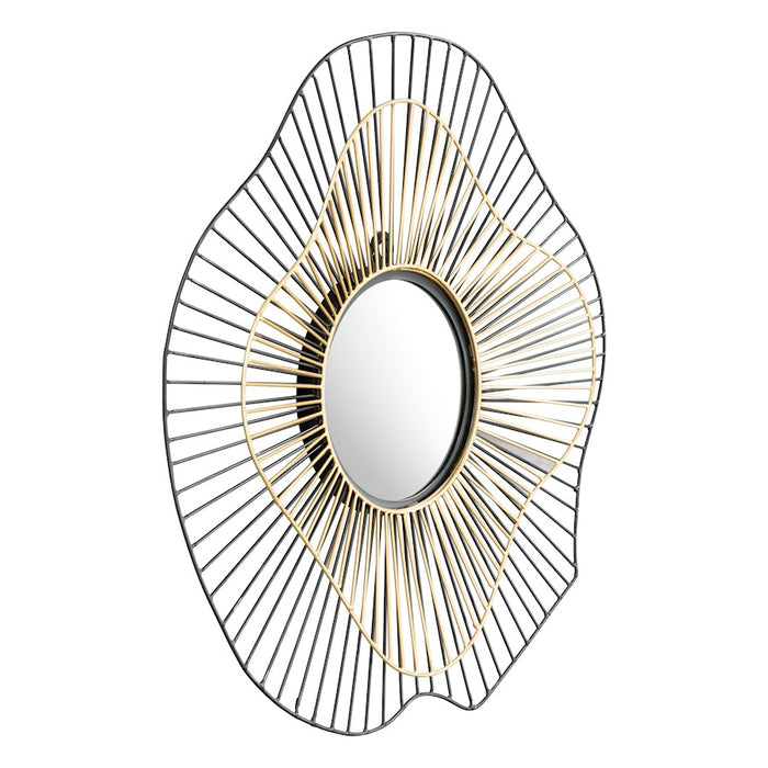 Zuo Modern Comet Round Mirror, Black/Gold