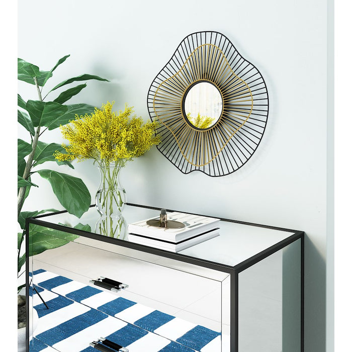 Zuo Modern Comet Round Mirror, Black/Gold