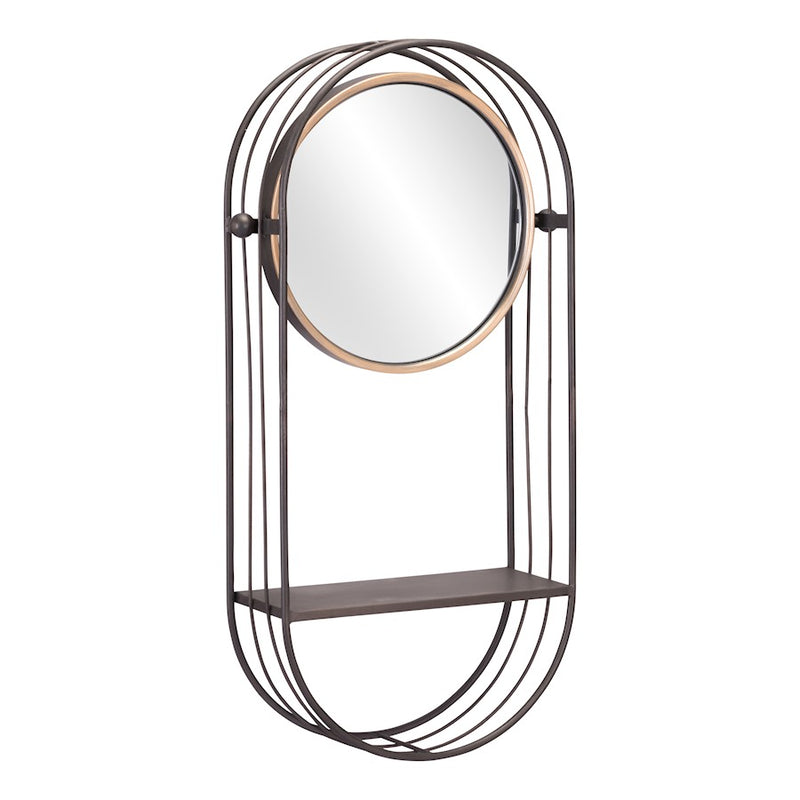 Zuo Modern Saroni Mirror Shelf, Antique Gray