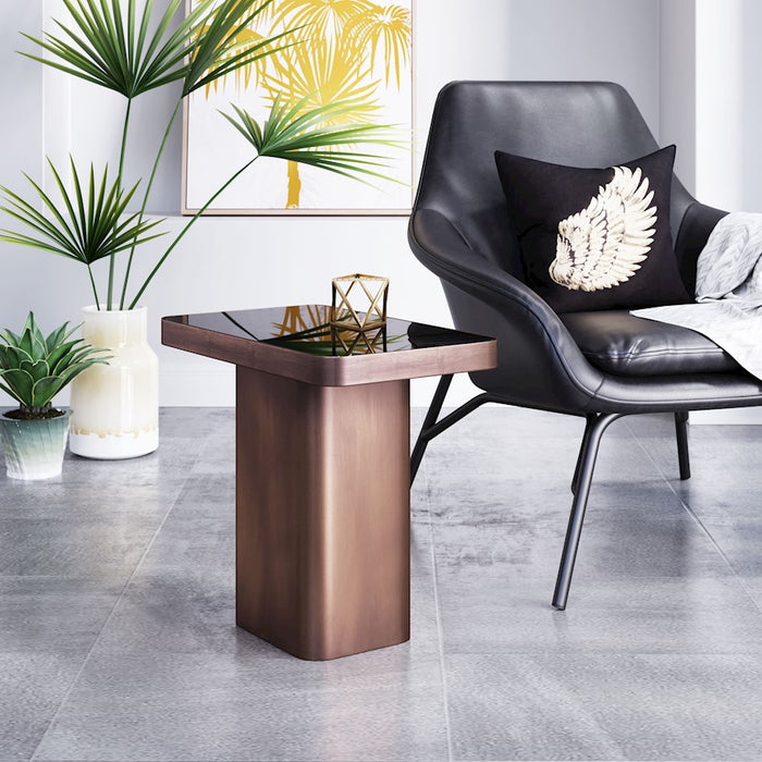 Zuo Modern Marcos Side Table, Black/Antique Bronze