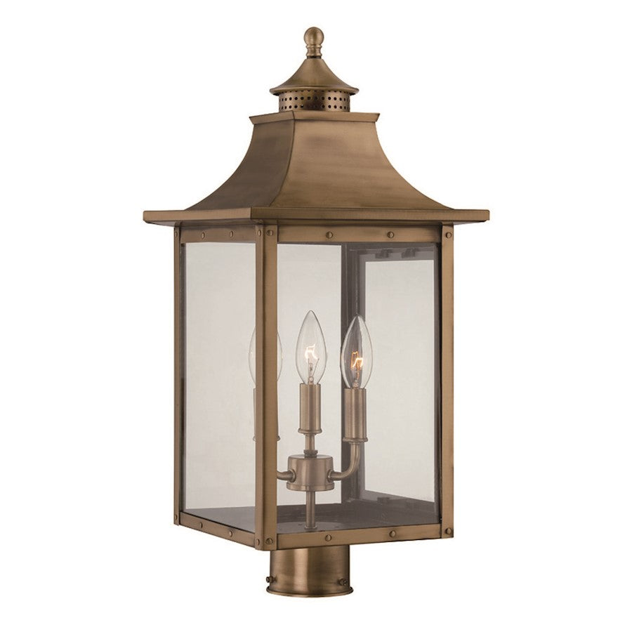 Acclaim Lighting St. Charles 3 Light Post Mount, Aged Brass - 8317AB