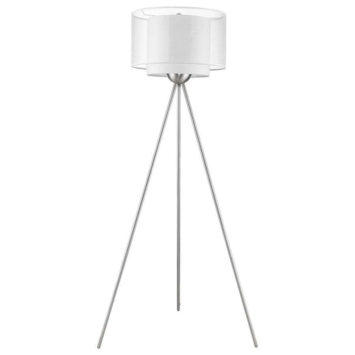 Trend Lighting Brella 1 Light Floor Lamp, Nickel/Snow Shantung 2 Tier - BF5533