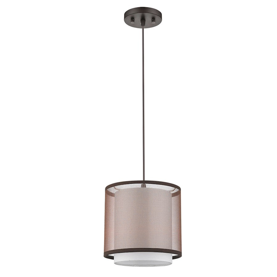 Trend Lighting Brella 1 Light Mini Pendant, Bronze/Gray Shantung 2 Tier - BP7136