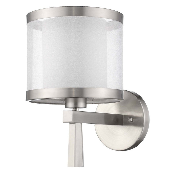 Trend Lighting Lux Wall Lamp, Nickel/Snow Shantung 2 Tier/Metal Trim - BW8947