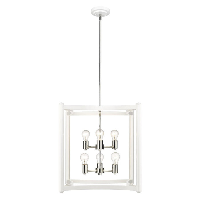 Acclaim Lighting Coyle 6 Light Pendant, White/Nickel Cluster - IN20041WH