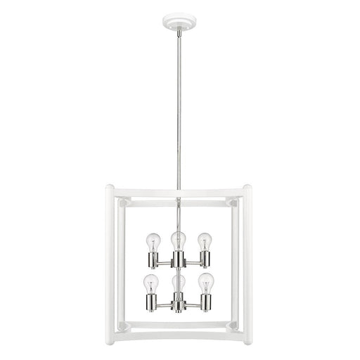 Acclaim Lighting Coyle 6 Light Pendant, White/Nickel Cluster