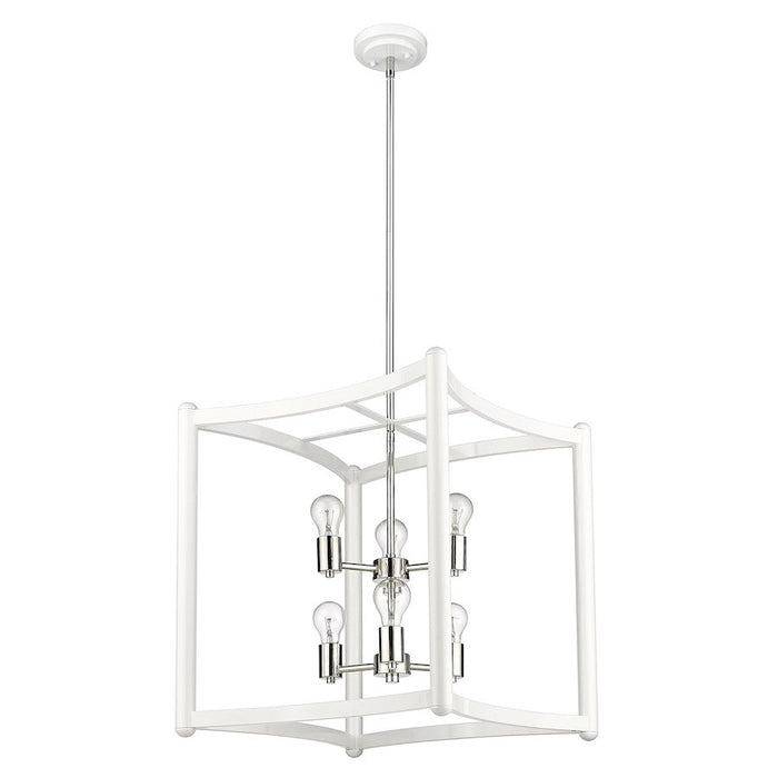 Acclaim Lighting Coyle 6 Light Pendant, White/Nickel Cluster