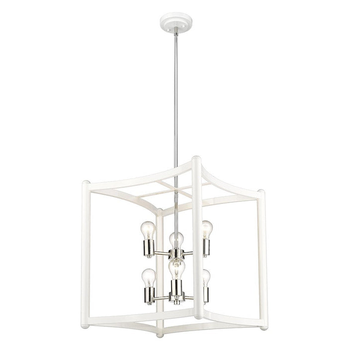 Acclaim Lighting Coyle 6 Light Pendant, White/Nickel Cluster