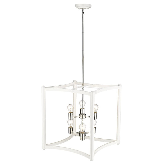 Acclaim Lighting Coyle 6 Light Pendant, White/Nickel Cluster