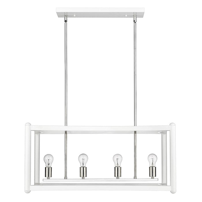 Acclaim Lighting Coyle 8 Light Linear Pendant, White/Nickel Cluster