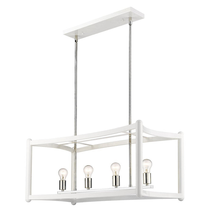 Acclaim Lighting Coyle 8 Light Linear Pendant, White/Nickel Cluster