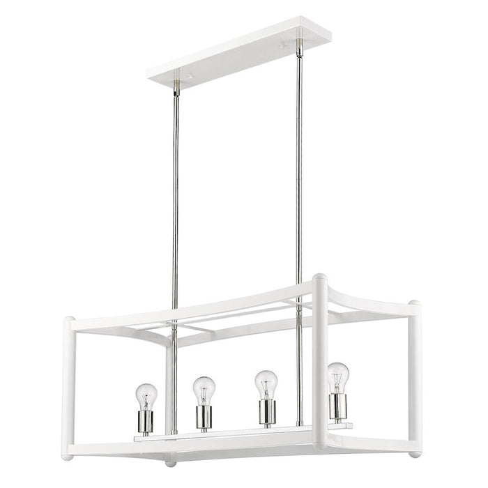 Acclaim Lighting Coyle 8 Light Linear Pendant, White/Nickel Cluster