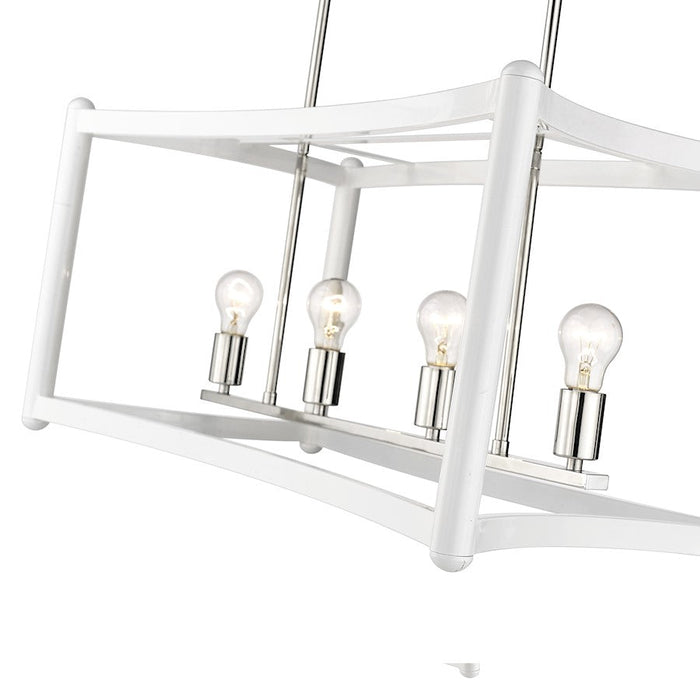 Acclaim Lighting Coyle 8 Light Linear Pendant, White/Nickel Cluster