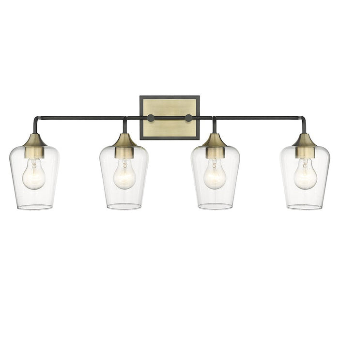 Acclaim Lighting Gladys 4 Light Vanity, Antique Brass/Black/Clear - IN40083BK