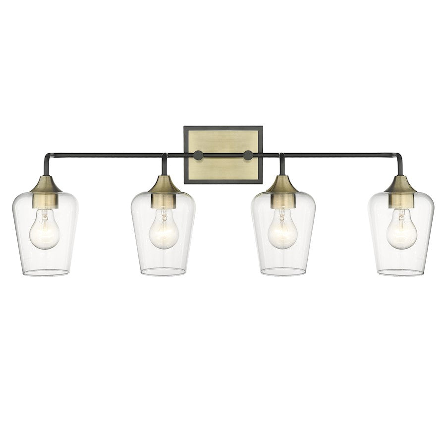 Acclaim Lighting Gladys 4 Light Vanity, Antique Brass/Black/Clear - IN40083BK