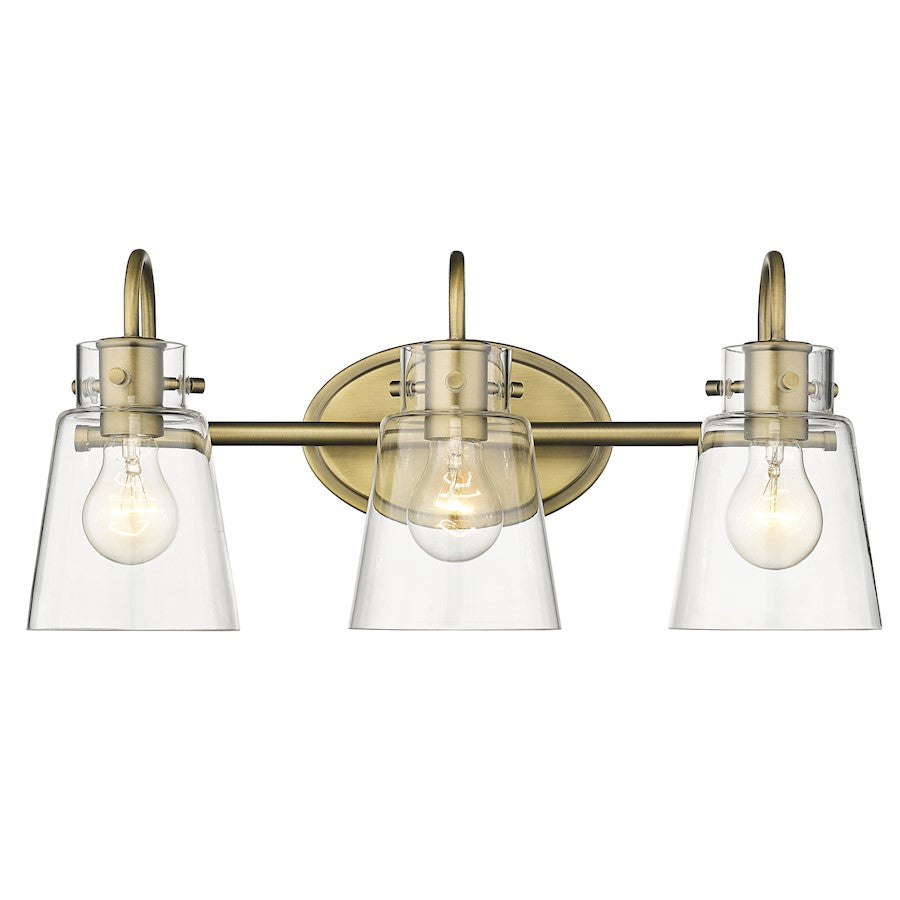 Acclaim Lighting Bristow 3 Light Vanity, Antique Brass/Clear - IN40092ATB