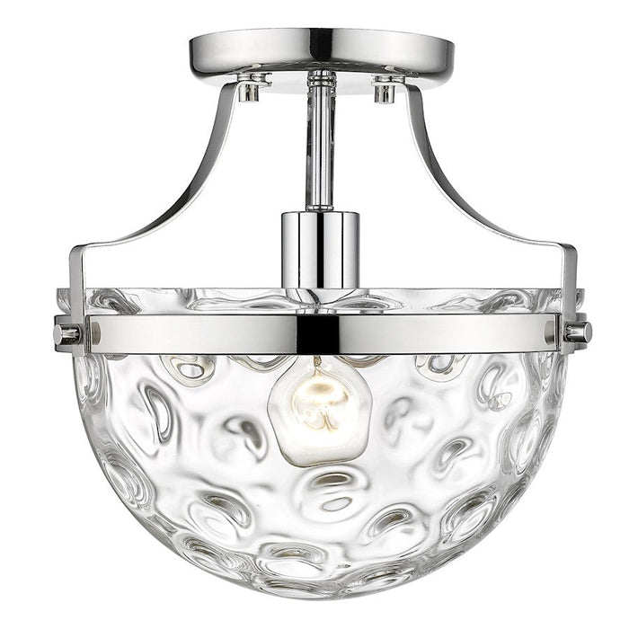 Acclaim Lighting Quinn 1 Light Semi-Flush Mount, Nickel/Clear Wavey - IN60099PN