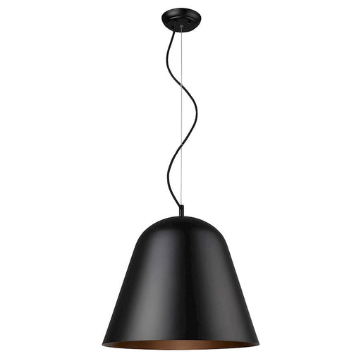 Trend Lighting Knell Pendant, Black/Black Metal Cone Shape/Copper - TP30075BK