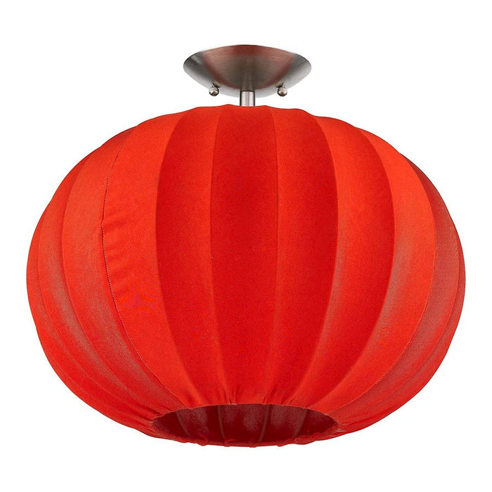 Trend Lighting Shanghai 1 Light Pendant, Nickel/Sheer Red Ribbon - TP7912-R