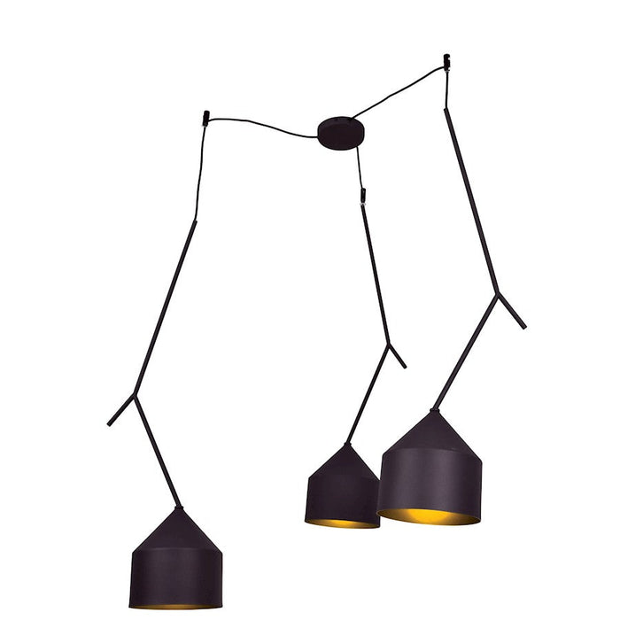 Access Lighting Pizzazz 3 Light Pendant, Black and Gold