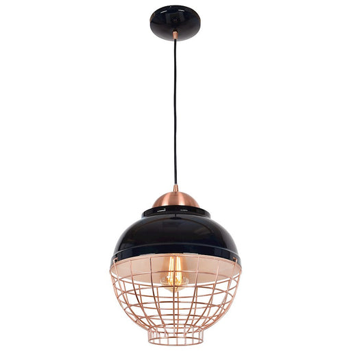 Access Lighting Dive 1 Light LED Pendant, Shiny Black/Copper - 24881-SBL-CP