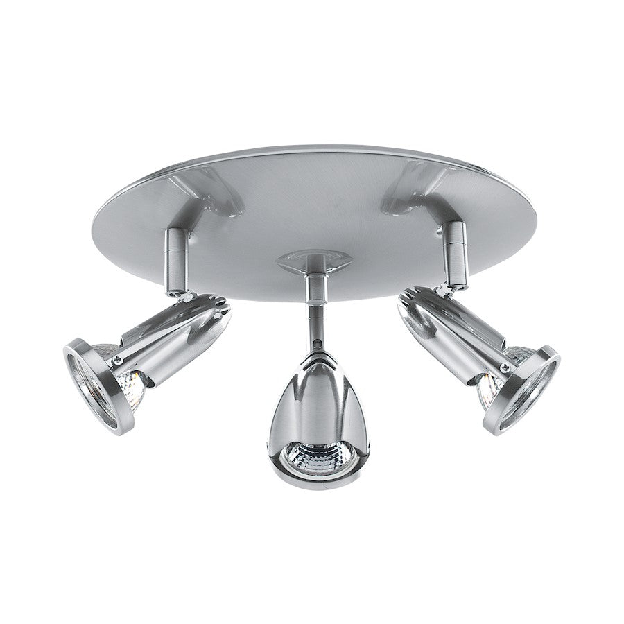 Access Lighting Cobra 3 Light Flush Mount, Brushed Steel