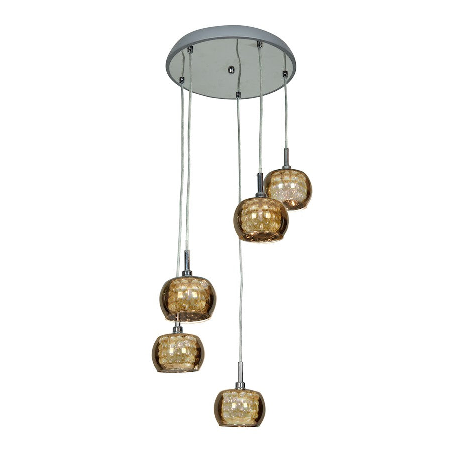 Access Lighting Glam 5 Light Pendant, Chrome