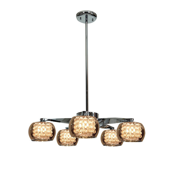 Access Lighting Glam 5 Light Chandelier, Chrome