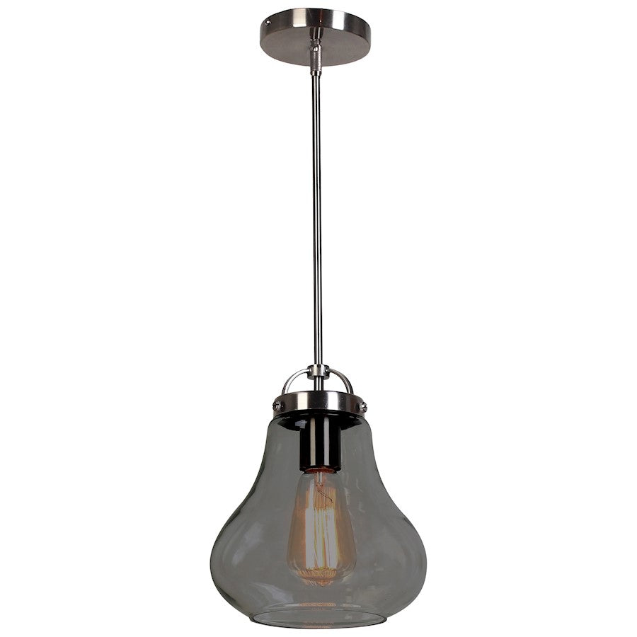 Access Lighting Flux 1 Light Pendant, Antique Nickel/Smoke - 55545-ANCK-SMK