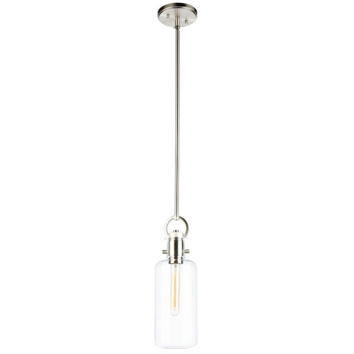 Artcraft Single 1 Light Pendant, Satin Nickel/Clear Cylinder - AC10121SN