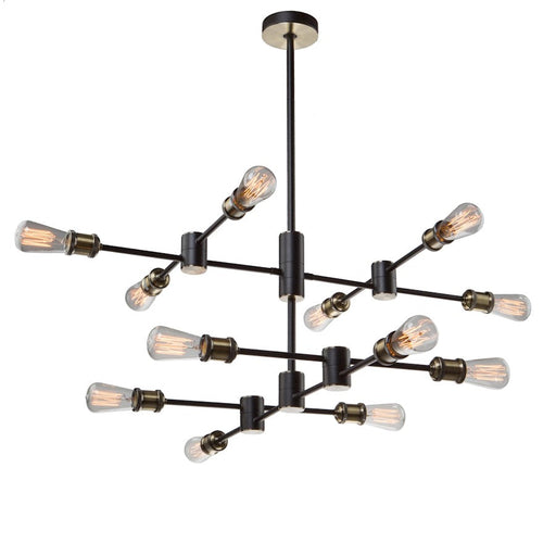 Artcraft Tribeca 12 Light 14" Chandelier, Matte Black/Satin Brass - AC10782BK