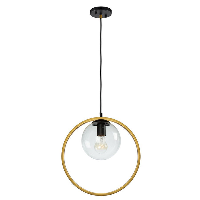 Artcraft Lugano 1 Light Pendant, Black/Vintage Brass - AC10890VB