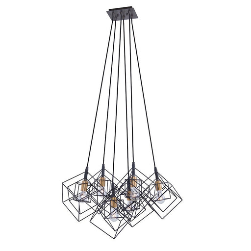 Artcraft Artistry 6 Light Chandelier, Matte Black/Harvest Brass - AC11119