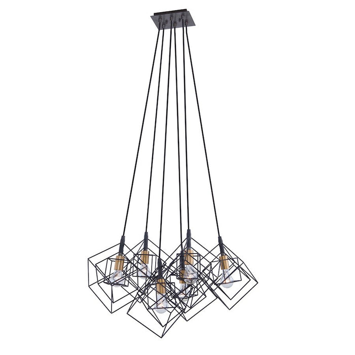 Artcraft Artistry 6 Light Chandelier, Matte Black/Harvest Brass - AC11119