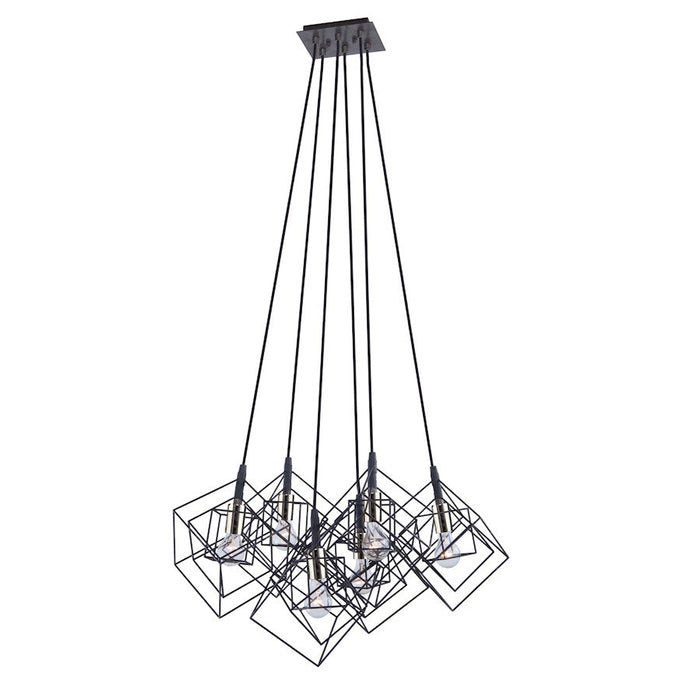 Artcraft Artistry 6 Light 19" Chandelier, Matte Black/Harvest Brass - AC11119PN