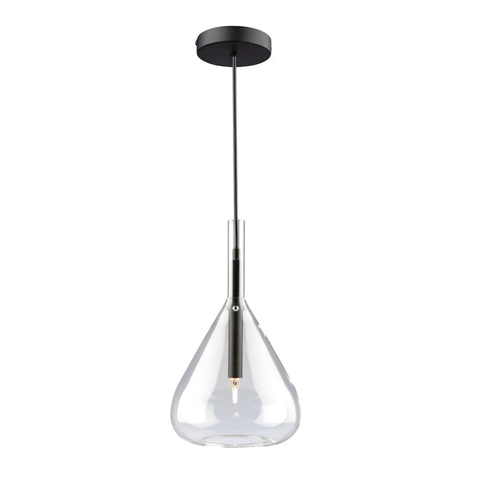 Artcraft Conic 1 Light Pendant, Black/Clear - AC11161BK