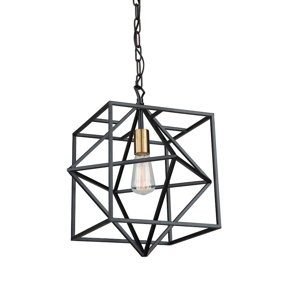 Artcraft Roxton 1 Light 17" Pendant, Matte Black & Harvest Brass - AC11201