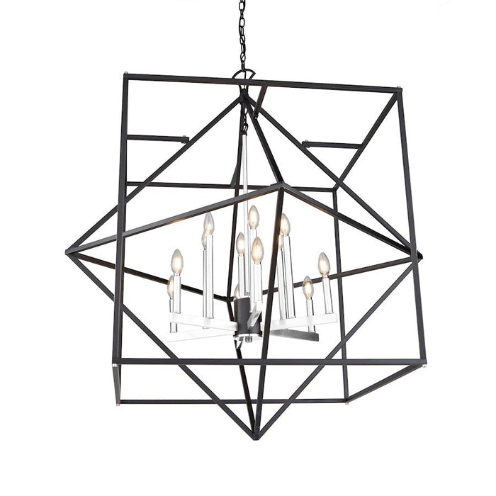 Artcraft Roxton 12 Light 45" Chandelier, Matte Black/Polished Nickel - AC11202PN