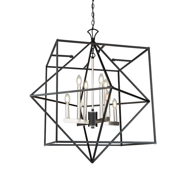 Artcraft Roxton 8 Light 35" Chandelier, Matte Black/Polished Nickel - AC11208PN