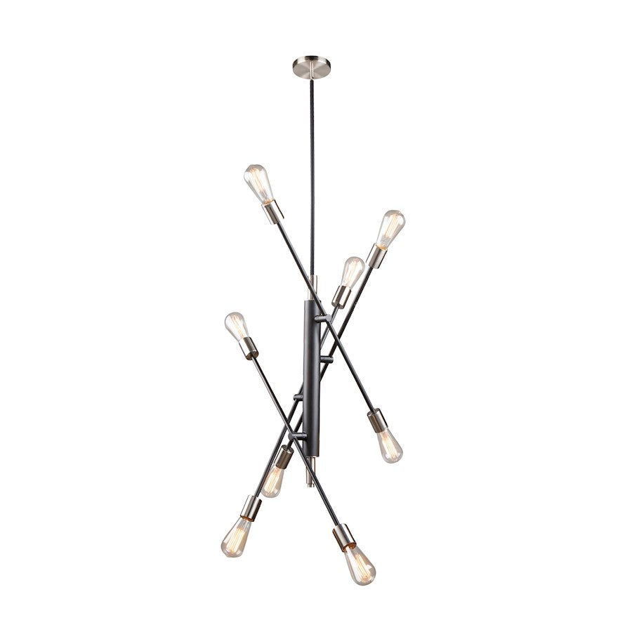 Artcraft Truro 8 Light Pendant, Black/Brushed Nickel - AC11253NB