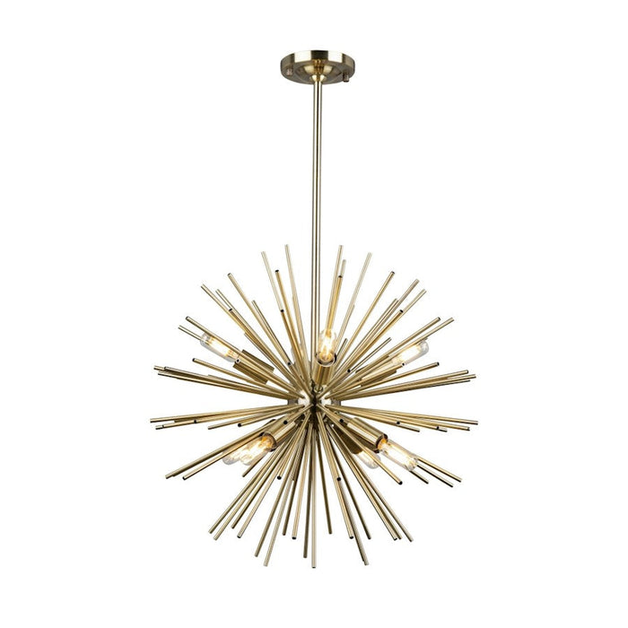 Artcraft Sunburst 8 Light 19" Chandelier, Satin Brass - AC11443